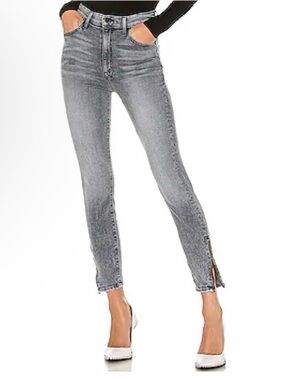 Mother The Swooner Ankle Zip Jeans Static Light Gray Size 24